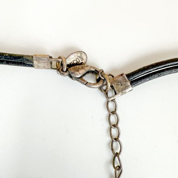 Chico's Celestial Tribal Oval Pendant Leather Cords Necklace & Earrings Set - Picture 3 of 4